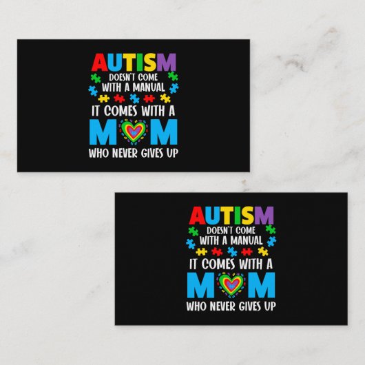 Carte De Visite L'Autisme Mens N'Est Pas Venu Avec Une Maman Manue