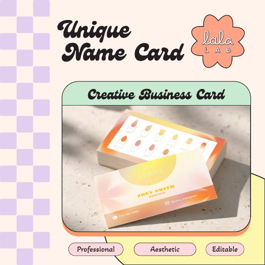 Carte De Visite Lava Yellow Gradient Card pour les Techs et Salons