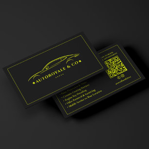 Carte De Visite Lavage Auto Détailing Moderne Noir Citron Jaune
