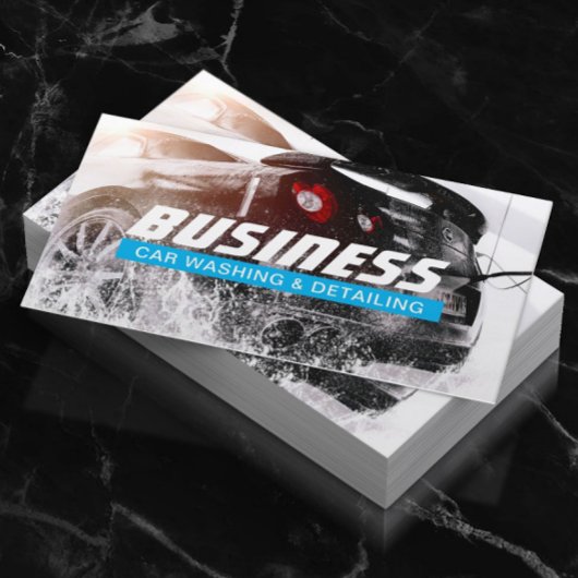 Carte De Visite Lavage automobile et auto Détail bleu clair