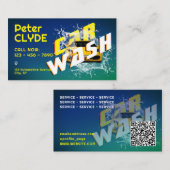 Carte De Visite Lavage bleu vert jaune (Devant / Derrière)