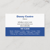 Carte De Visite Lavage de pression photo bleu moderne (Dos)