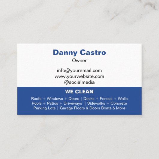 Carte De Visite Lavage de pression photo bleu moderne (Dos)