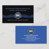 Carte De Visite Lavage de voiture avec des vagues d'eau bleue (Devant / Derrière)