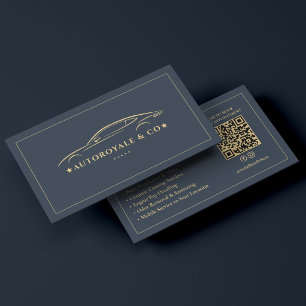 Carte De Visite Lavage de voiture de luxe, détail automobile bleu