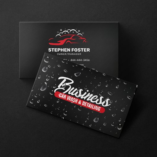 Carte De Visite Lavage de voiture et détails de l'auto Eau Drop No
