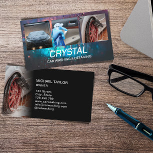 Carte De Visite Lavage de voiture et trois photos de detailing aut