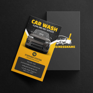 Carte De Visite Lavage de voiture jaune Détails de lavage de voitu
