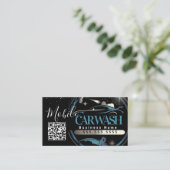 Carte De Visite Lavage de voiture mobile - Code QR du logo de l'en (Debout devant)