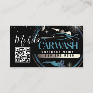 Carte De Visite Lavage de voiture mobile - Code QR du logo de l'en