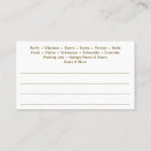 Carte De Visite Lavage et nettoyage de l'alimentation sous pressio (Dos)