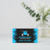 Carte De Visite Lavage professionnel à pression noir et bleu (Debout devant)