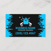 Carte De Visite Lavage professionnel à pression noir et bleu (Devant)
