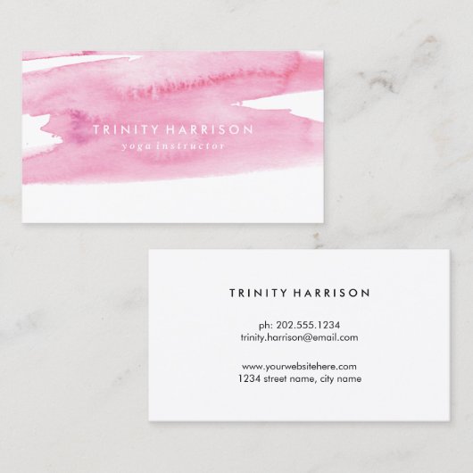 Carte De Visite Lavage rose moderne d'aquarelle (Devant / Derrière)