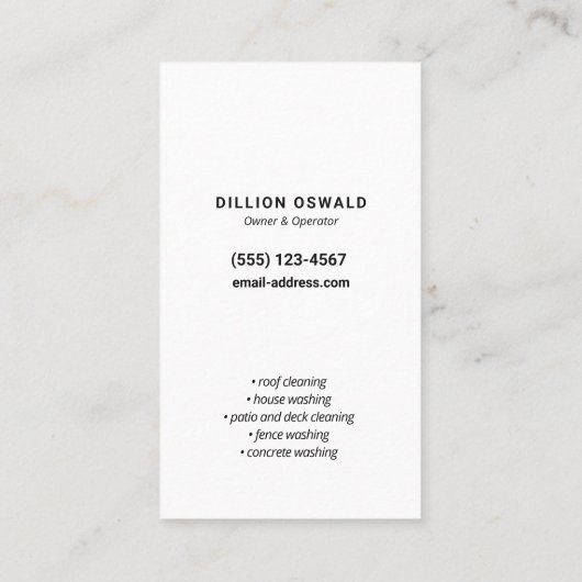 Carte De Visite Lavage sous pression, pistolet à lessive (Dos)