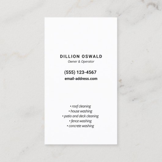 Carte De Visite Lavage sous pression, pistolet à lessive Gold Powe (Dos)