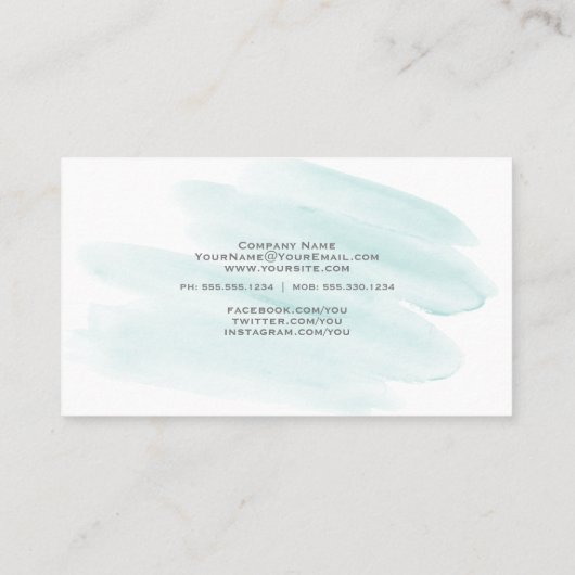 Carte De Visite Lavage Turquoise à l'aquarelle (Dos)