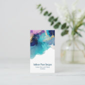 Carte De Visite Lavande Abstraite en encre bleue (Debout devant)
