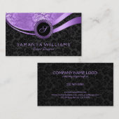 Carte De Visite Lavande Avec Conception Géométrique Noire (Devant / Derrière)