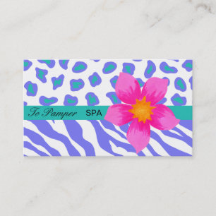 Carte De Visite Lavande, blanc, Turquoise, floral, zèbre et peau