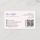 Carte De Visite Lavande & Blush Moderne Naissance & Postpartum Dou (Dos)