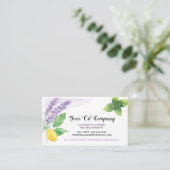 Carte De Visite Lavande, citron et menthe essentielle Huiles (Debout devant)