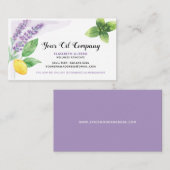 Carte De Visite Lavande, citron et menthe essentielle Huiles (Devant / Derrière)