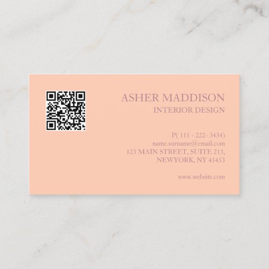 Carte De Visite Lavande De Code QR Et Monogramme Élégant De L'Apri (Dos)
