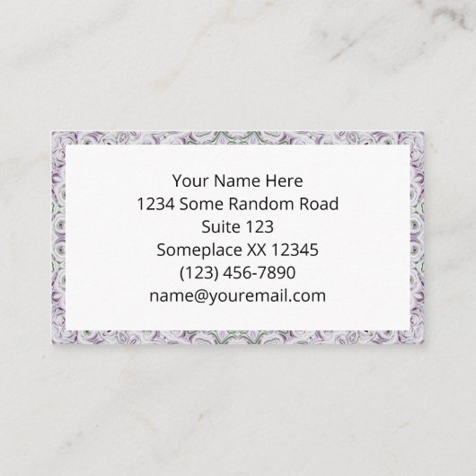 Carte De Visite Lavande et vert Mandala Motif Design (Dos)