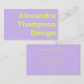 Carte De Visite Lavande Lumineuse Moderne Chartreuse Gras Simple (Devant / Derrière)