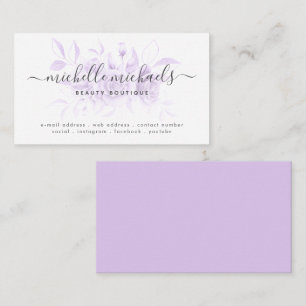 Carte De Visite Lavande Purple Floral Script minimal moderne 