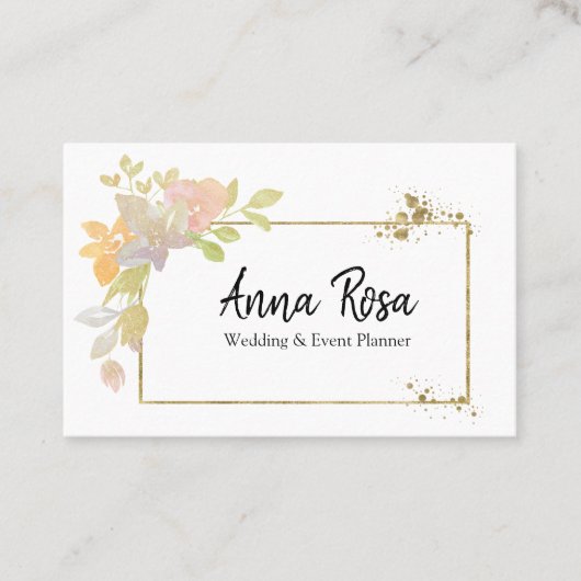 Carte De Visite *~* Lavande rose or Elégante Aquarelle Flower (Devant)