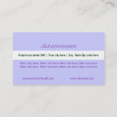 Carte De Visite Lavande rose violette sauvage, blanc floral (Dos)