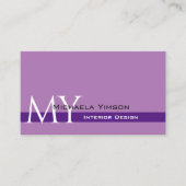 Carte De Visite Lavande violet classique avec Monogramme et photo (Devant)