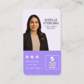 Carte De Visite Lavande violet logo photo Portrait moderne (Devant)