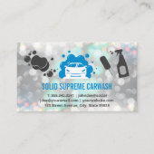 Carte De Visite Lave-auto | Auto et bulles | Bokeh Sparkle (Devant)