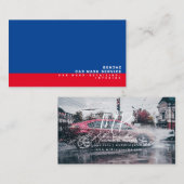 Carte De Visite Lave-auto bleu rouge Intérieur Concepteur Bokeh Lu (Devant / Derrière)