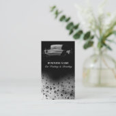 Carte De Visite Lave-auto de luxe Nettoyage automobile QR Code noi (Debout devant)