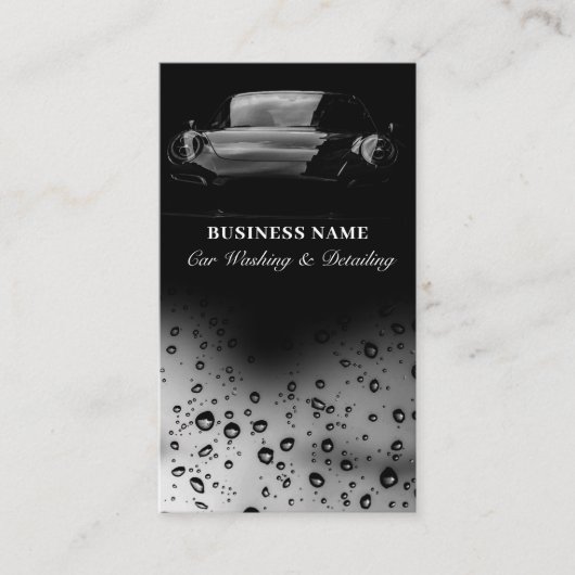 Carte De Visite Lave-auto de luxe Nettoyage automobile QR Code noi (Devant)