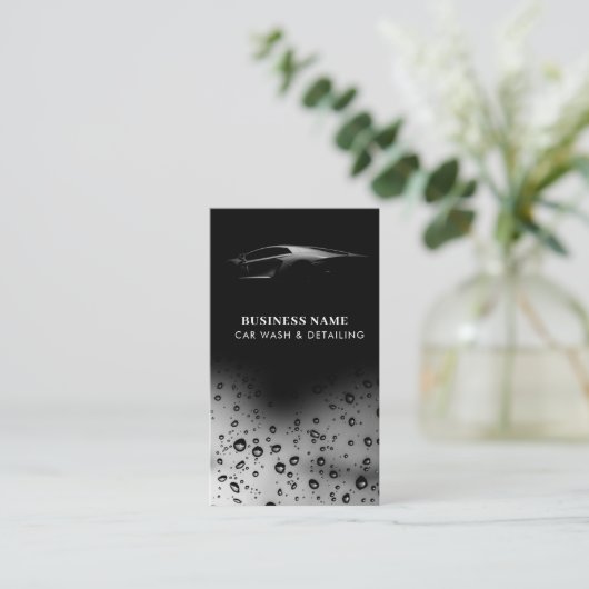 Carte De Visite Lave-auto de luxe Nettoyage automobile QR Code noi (Debout devant)