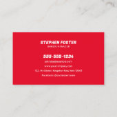 Carte De Visite Lave-auto Mobile Détail de l'eau Drop Noir Rouge (Dos)