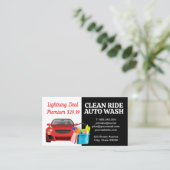 Carte De Visite Lave-auto | Véhicule rouge | Fournitures de nettoy (Debout devant)