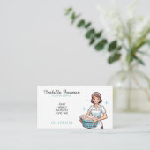 Carte De Visite Lave-linge Maison Blanche Cartoon Nettoyage des do (Debout devant)