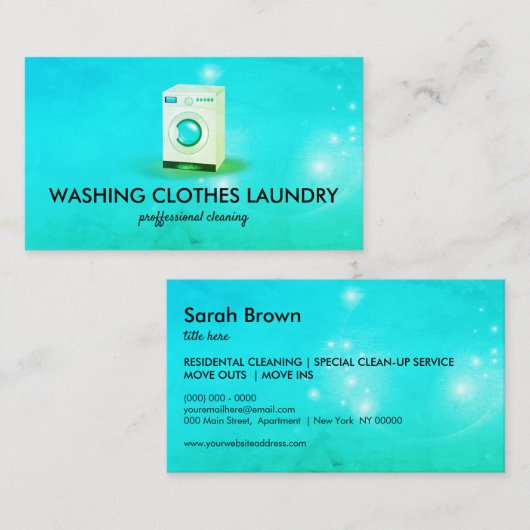 Carte De Visite Lave-linge vert Laver (Devant / Derrière)