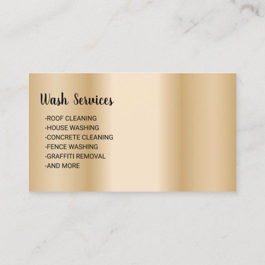 Carte De Visite Lave-pression Lave-linge Moderne Nettoyage de l'or (Dos)