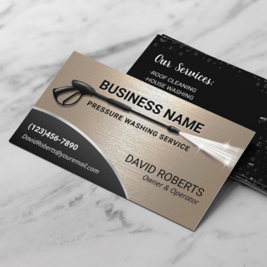 Carte De Visite Lave-pression Lave-linge Nettoyage en métal or