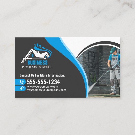 Carte De Visite Lave-vaisselle à pression bleue (Devant)