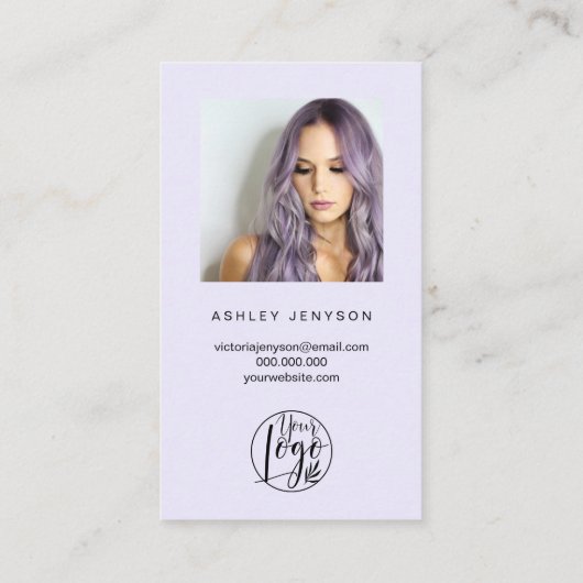 Carte De Visite Lavender brossé script photo logo commander merci (Dos)