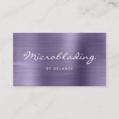 Carte De Visite Lavender Brushed Metal Script Microblading (Devant)