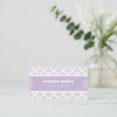 Carte De Visite Lavender moderne damask personnalisable (Debout devant)